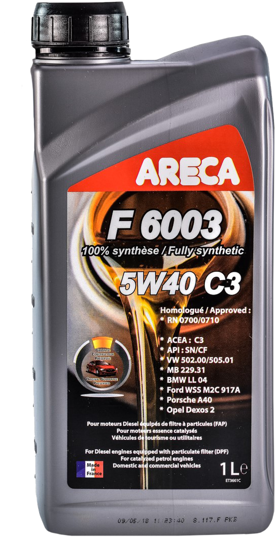 Моторное масло ARECA F6003 5W-40 C3, 1л